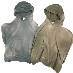 Sudadera con capucha de lavado ácido para hombre al por mayor 100% algodón de gran tamaño ropa de calle de gran tamaño sin cuerda lavado desgastado Vintage para invierno - Product Image 2