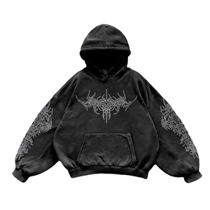 Sudadera con Capucha Gótica para Hombre, Talla Grande, 100% Algodón, Felpa Francesa, Transpirable, con Bolsillo Frontal, Diseño Vintage, Estilo Invernal - Product Image 3
