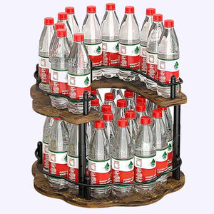 Handmade 2-Tier <b>Wooden</b> Lazy Susan Serving Tray Multi-Use Kitchen Countertop Condiments Organizer with Swivel <b>Turntable</b> - Product Image 4