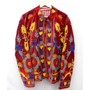 Chaqueta de Terciopelo Bordada para Mujer, Diseño Floral Hecho a Mano, Estilo Bohemio, Manga Larga, Cuello Camisero, Ropa de Otoño - Product Image 5