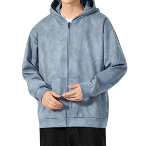 Sudadera con capucha unisex personalizada con cremallera, lavado ácido, de algodón 100% grueso, forro polar, bordada, cómoda, elegante y de gran grosor. - Product Image 2