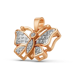 Colgante de Mariposa con Diamante Cultivado en Laboratorio de Corte Brillante de Oro de 14 Quilates para Mujer, 0.76 CTW, Certificado IGI, Regalo de Boda Moderno, Chapado en Rodio - Product Image 1