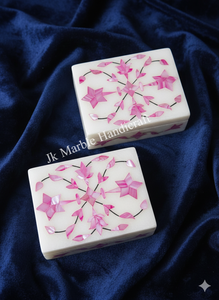 Elegant Square Jewelry <b>Box</b> With <b>Floral</b> Pattern Printed Design Pearl Handle For <b>Storage</b> - Product Image 3