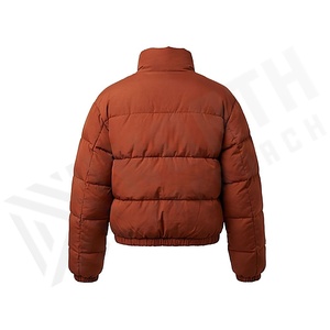 Chaqueta Acolchada para Mujer, Corta, Cuello Alto, Manga Larga, Relleno de Poliéster, Gruesa y Cálida, Color Sólido, Cierre de Cremallera - Product Image 2