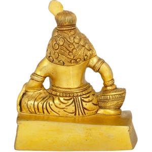 Escultura India hecha a mano de latón de 6 pulgadas Lord Krishna Idol Makhan Chor (ladrón de mantequilla) para regalar - Product Image 3