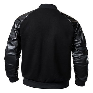 Men’s Varsity Baseball <b>Jacket</b> Cotton Blend Letterman <b>Jacket</b> with Faux <b>Leather</b> Sleeves Classic Bomber Coat Casual Athletic - Product Image 3