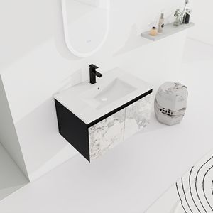 30\" <b>Wall</b> <b>Mounted</b> Floating Bathroom Vanity with Ceramic Sink & Soft-Close <b>Cabinet</b> Door Ready-to-Assemble (KD) Package - Product Image 2