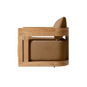 Outdoor Lounge <b>Sofa</b> Chair Fabric Upholstered Garden Armchair <b>Wooden</b> <b>Frame</b> Patio Seating - Product Image 6