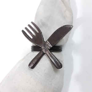 ห่วงรัดผ้าเช็ดปากทำจากโลหะโบราณส้อมและมีดขึ้นรูปใบไม้อุปกรณ์ตกแต่งโต๊ะสำหรับงานปาร์ตี้ - Product Image 1