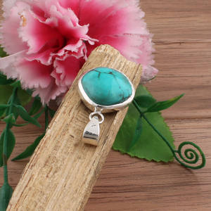 Collar de Turquesa Natural con Colgante de Plata de Ley 925 con Engaste de Platino, Collar Azul Hecho a Mano Vintage, Joyería Real - Product Image 2