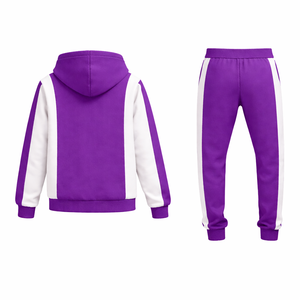 Conjunto Deportivo para Hombre, Chaqueta con Capucha y Pantalones Ajustados en Contraste Morado, Ropa Deportiva para Gimnasio - Product Image 3