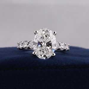 3.00CT Oval Cut Moissanite <b>Ring</b> 925 Silver Pave Band Engagement <b>Ring</b> Elegant Wedding Jewelry Gift for Women - Product Image 1