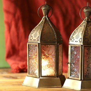 Hexagon <b>Brass</b> & Glass <b>Lantern</b> with Embossing Printing Durable Finish for Home Decoration - Product Image 6