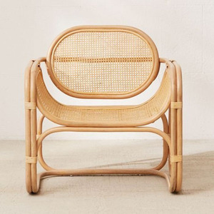 HNH Craft Durable Modern Luxury Watson Coastal Beach Brown Rattan <b>Wing</b> Back Leisure Occasional Arm <b>Chair</b> Elegant Living Room - Product Image 5