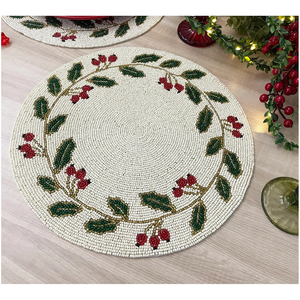 NeedleworkTrendy Colored Design Rounded Placemat Beads Design Mats for Home Decor Tableware Dinning Table by Creative Art Zone - Product Image 6