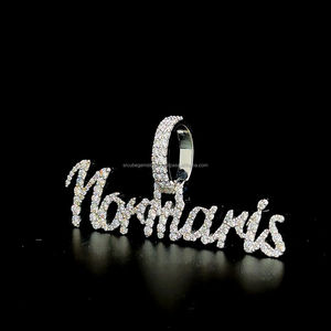 Hip Hop Custom Cursive Moissanite Letter <b>Name</b> <b>Pendant</b> With <b>Necklace</b> Bling Bing Women Men Rapper Jewelry - Product Image 4