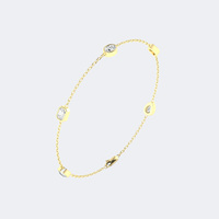 Pulsera de Oro 14K con Diamantes Cultivados en Laboratorio de Formas Mixtas 1.10CTW, Engaste de Bisel, Corte Pera Brillante EF, Múltiples Piedras y Cadena Ajustable