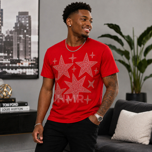 T-shirt personnalisé HMR Brotherhood avec strass pour unisexe, t-shirt en coton avec strass thermocollés, t-shirt graphique brillant avec cristaux - Product Image 3