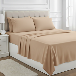 Juego de sábanas de microfibra ultra suave de primera calidad, color arena, para cama doble, con fundas de almohada |   Ropa de Cama de Lujo |   Suave y Transpirable |   2026 - Product Image 1