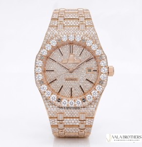 Audemarss Piget Royall Ouk Diamond <b>Watch</b> 41mm Rose Gold Automatic Octagon <b>Case</b> Date Display Unisex Luxury Wristwatch - Product Image 2