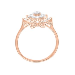 Elegant 14K Rose Gold Floral Diamond <b>Ring</b> Lotus Flower Cluster <b>Statement</b> <b>Ring</b> Unique Filigree Anniversary Jewelry for Women - Product Image 2
