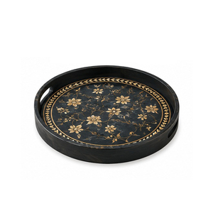 Bandeja de Almacenamiento Rectangular de Madera Estilo Marroquí con Grabado Floral, Acabado Pulido, para Cocina y Hogar, de Una Sola Capa - Product Image 6