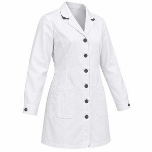 Bata de Médico Blanca Brillante con Solapa en Forma de Media Luna, Uniforme de Laboratorio Médico, Venta al por Mayor Personalizada, Ropa de Trabajo Unisex para el Sector Sanitario con Bolsillo Dividido - Product Image 3