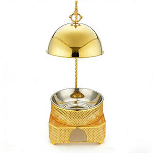 Calentador de Comida Tipo Buffet, Redondo, de Acero Inoxidable, con Rejilla, Decorativo, en Dorado, Blanco y Negro, para Servicio de Catering en Hoteles - Product Image 5