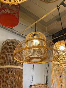 Vietchoice Handmade Rattan Cylinder <b>Lamp</b> Covers European Antique Style Hand Woven Eco-Friendly Hanging Light Shades - Product Image 2