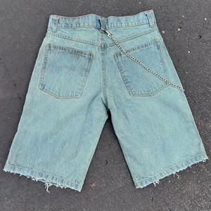 Shorts en jean noir pour homme, style boyfriend, avec broderie fleur de cerisier, déchirés et vieillis, taille basse, style décontracté d'été - Product Image 2