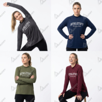 Tunique de sport modeste pour femme, coupe asymétrique, manches longues, ajustement ample, pour entraînement athlétique, tenue de sport musulmane, yoga, en jersey écologique