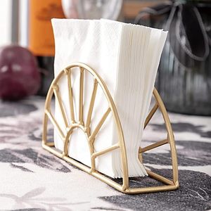 Porte-serviettes en métal doré de luxe pour table à manger, élégant support décoratif pour serviettes de table, organisateur de serviettes géométrique moderne - Product Image 2
