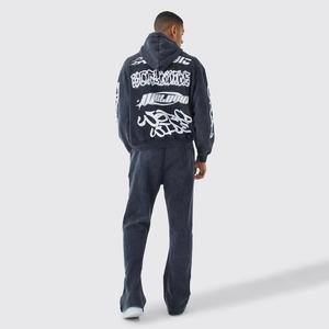 Ensemble de survêtement pour homme MAX WORLD ENTERPRISES, sweat à capuche et pantalon à cordon, 100% coton, coupe ample, hiver, décontracté, détails en strass - Product Image 2