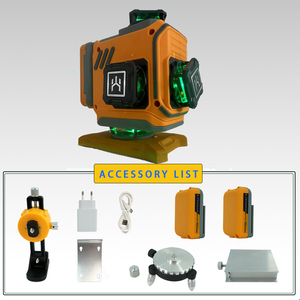 Niveau laser industriel 16 lignes à faisceau vert, rechargeable, rotatif, auto-nivelant 360° pour murs/sols, lignes croisées, indice de protection IP54, précision 0,2 mm - Product Image 1