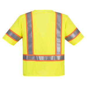 Construction Men's Hi-Viz Yellow Reflective Tape Vest Safety Workwear Security High Visibility Apparel Vest <b>Jacket</b> For <b>Worker</b> - Product Image 3