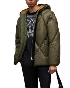 Men's Puffer Jacket-Waterproof Canvas <b>Stand</b> Collar Front Logo Winter Coat-Modern Functional Daily Wear Gear - Product Image 3