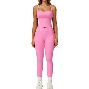 Conjunto de Yoga para Mujer de 2 Piezas, Leggings de Cintura Alta, Sujetador Deportivo, Ropa de Gimnasio, Ropa Deportiva, Conjunto de Ropa Deportiva para Entrenamiento Atlético - Product Image 1
