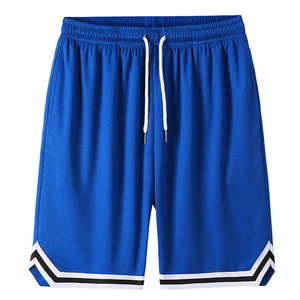 Shorts de basketball en mesh respirant pour hommes avec cordon de serrage, short de sport athlétique avec poches et ourlet rayé, vente en gros OEM - Product Image 1