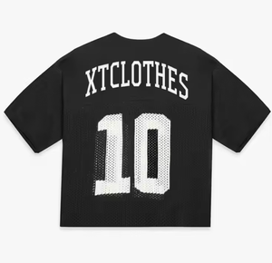 Maillots de football personnalisés surdimensionnés en jersey streetwear, sublimation, mode américaine, coupe courte en mesh - Product Image 6