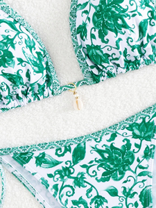 Conjunto de Bikini para Mujer, Diseño Sublimado Sexy, Traje de Baño de Dos Piezas, Cuello en V, Espalda con Lazos, Braguita de Talle Bajo - Product Image 5