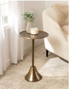 Wholesale Hammered Brass Metal Tray <b>Side</b> <b>Table</b> Antique <b>Gold</b> Trumpet Base End <b>Table</b> - Product Image 2