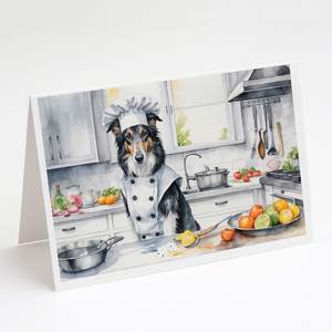 Borzoi the Chef A7 Tarjetas de felicitación Paquete de 8 tarjetas de nota en blanco con sobres Tamaño caprichoso 5x7 - Product Image 1