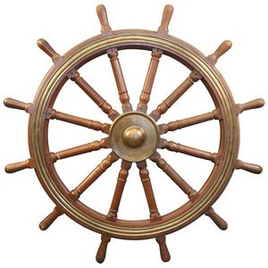 Wooden <b>Ship</b> <b>Wheel</b> Ocean Mariners Ornament Designed to Elevate Beach Inspired Decorating with Timeless Coastal Sophistication - Product Image 3