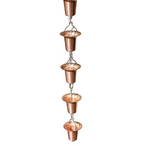 Cadena de Lluvia de Campanas de Cobre Puro de Calidad Premium, Alternativa a la Canalización de Agua, Estilo Moderno, Decoración de Jardín para Exteriores, En Oferta - Product Image 1