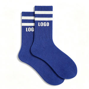 Chaussettes bleues à logo sur le revers pour adultes, usage quotidien décontracté, chaussettes de compression tricotées respirantes en Spandex/Nylon/Coton, absorbant la transpiration - Product Image 5
