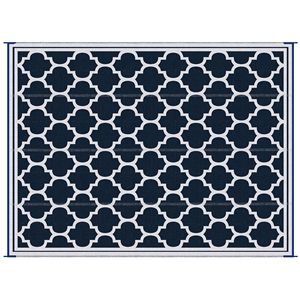 Tappetino da Picnic Moderno 9x18 Impermeabile in Plastica Reversibile e Pieghevole Blu e Bianco per Spiaggia e Campeggio - Product Image 1