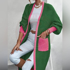 Cárdigan de punto acrílico con cuello en V y bordado griego de la letra Alpha para mujer, suéter de manga larga para universidad y universidades universitarias - Product Image 5
