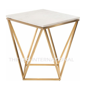 Table d'appoint moderne de luxe pour salon, en acier inoxydable poli brillant et bois, meuble artisanal, couleur émail - Product Image 4