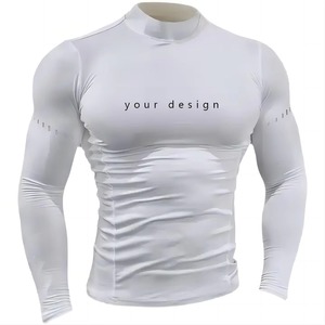 Custom Compression Gym Clothing Manufacturer Performance Fitness Tee Cotton Polyester <b>Stretch</b> Fabric Embroidery Custom Logo - Product Image 1