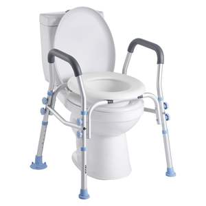 Rehausseur de siège de toilette surélevé réglable en hauteur, capacité de charge de 300 lb, garde-éclaboussures, toilette pour personnes âgées, handicapées, adultes - Product Image 1